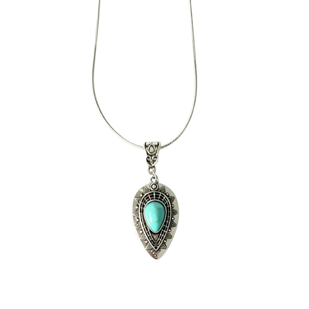 Retro Water Drop Turquoise Pendant Necklace