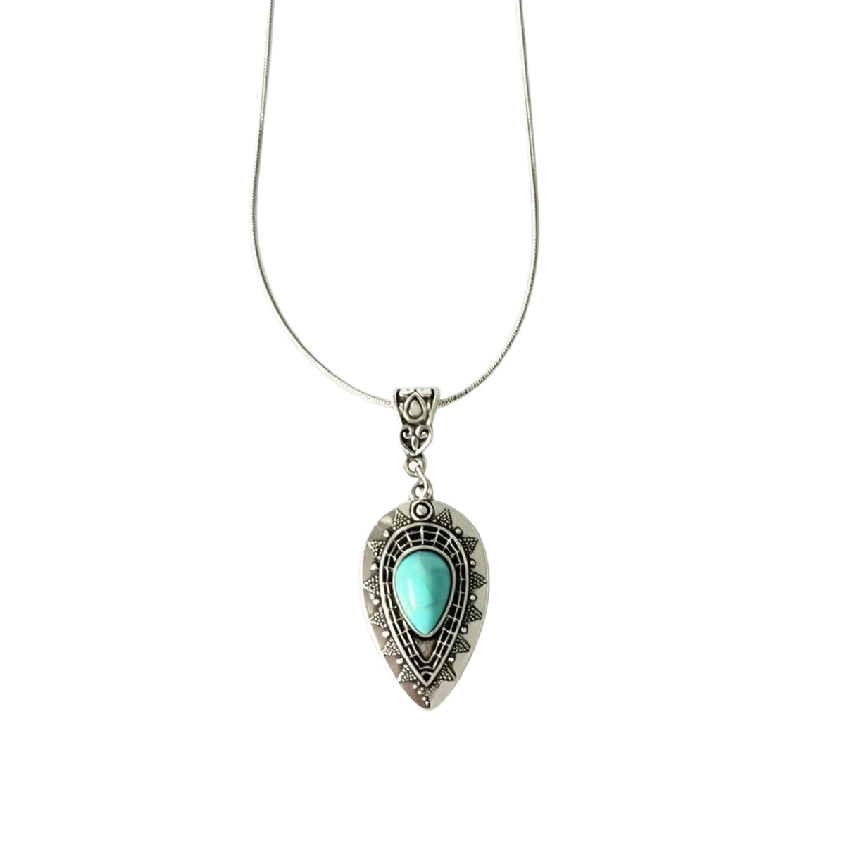 Retro Water Drop Turquoise Pendant Necklace