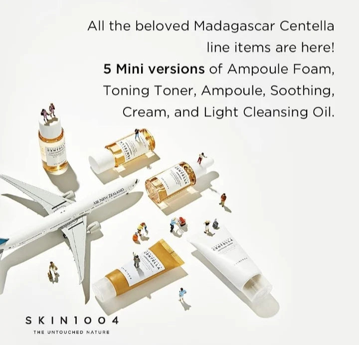 SKIN1004 Centella Cleanser, Face Serum, Toner, Soothing SkinCare Travel Set